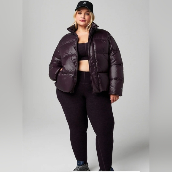 NWT Fabletics Deep Plum Purple Puffer Jacket Womens Size XL - Picture 2 of 13